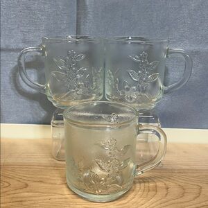 Set of 3 Floral Clear Glass Mug KiG Indonesia
